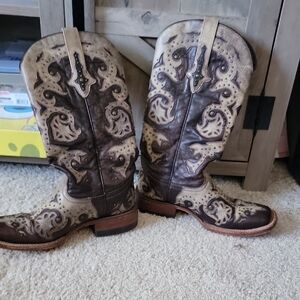 Lucchese Black and Brown Leather Boots Size 7